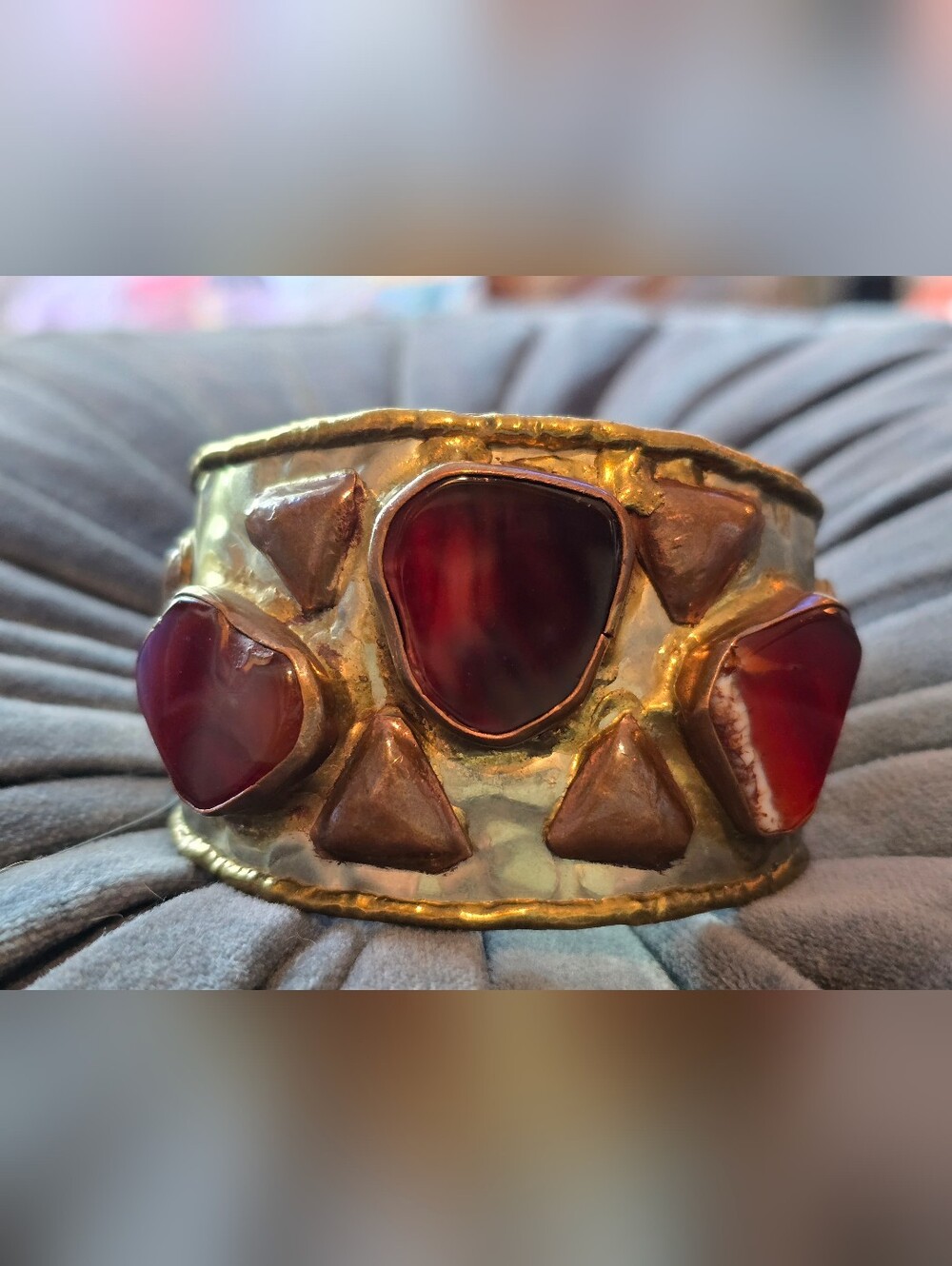 Brutalist, Modernist, Artisan Bohemian, Statement, Chunky Costume Cuff Bracelet